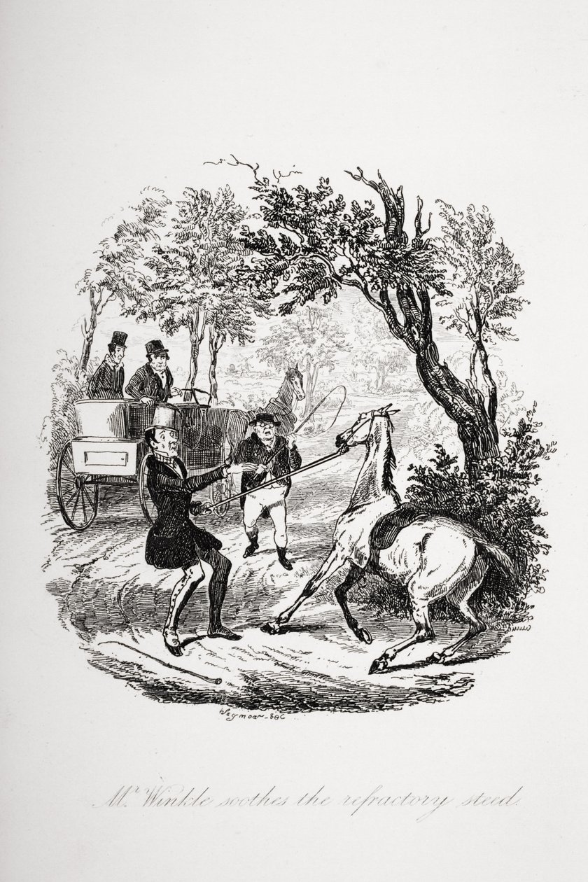 Mr. Winkle beruhigt das widerspenstige Pferd, Illustration aus 