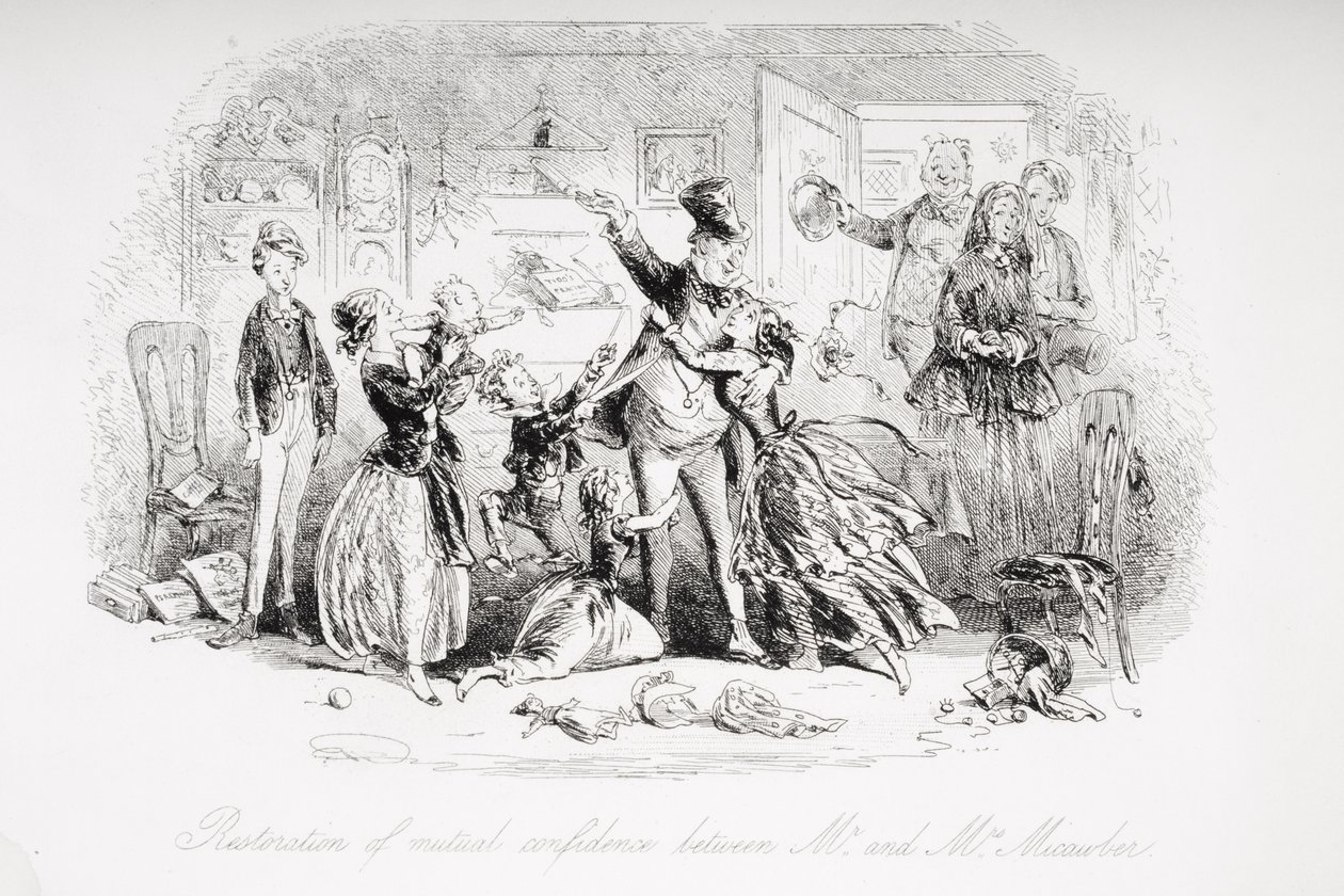 Wiederherstellung des gegenseitigen Vertrauens zwischen Mr. und Mrs. Micawber, Illustration aus 