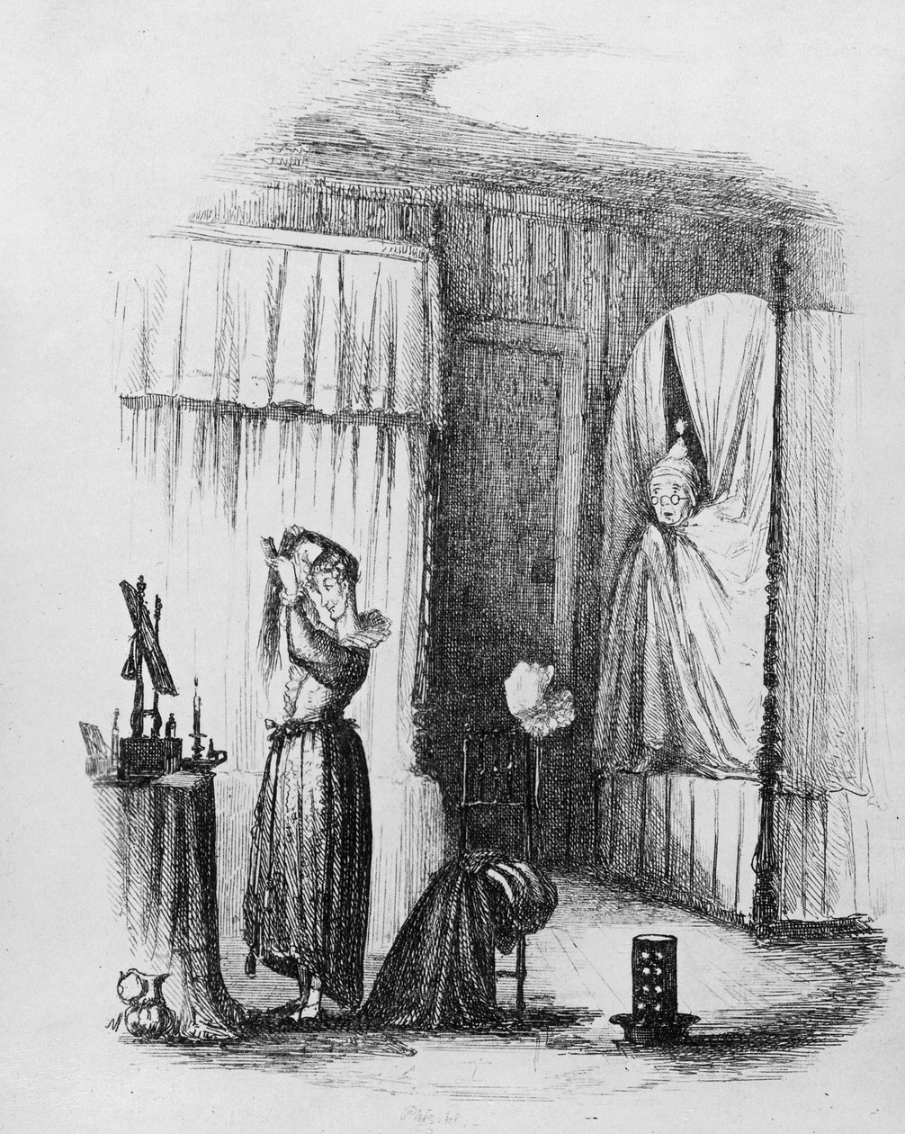 Die Dame mittleren Alters im Doppelbettzimmer, Illustration aus 