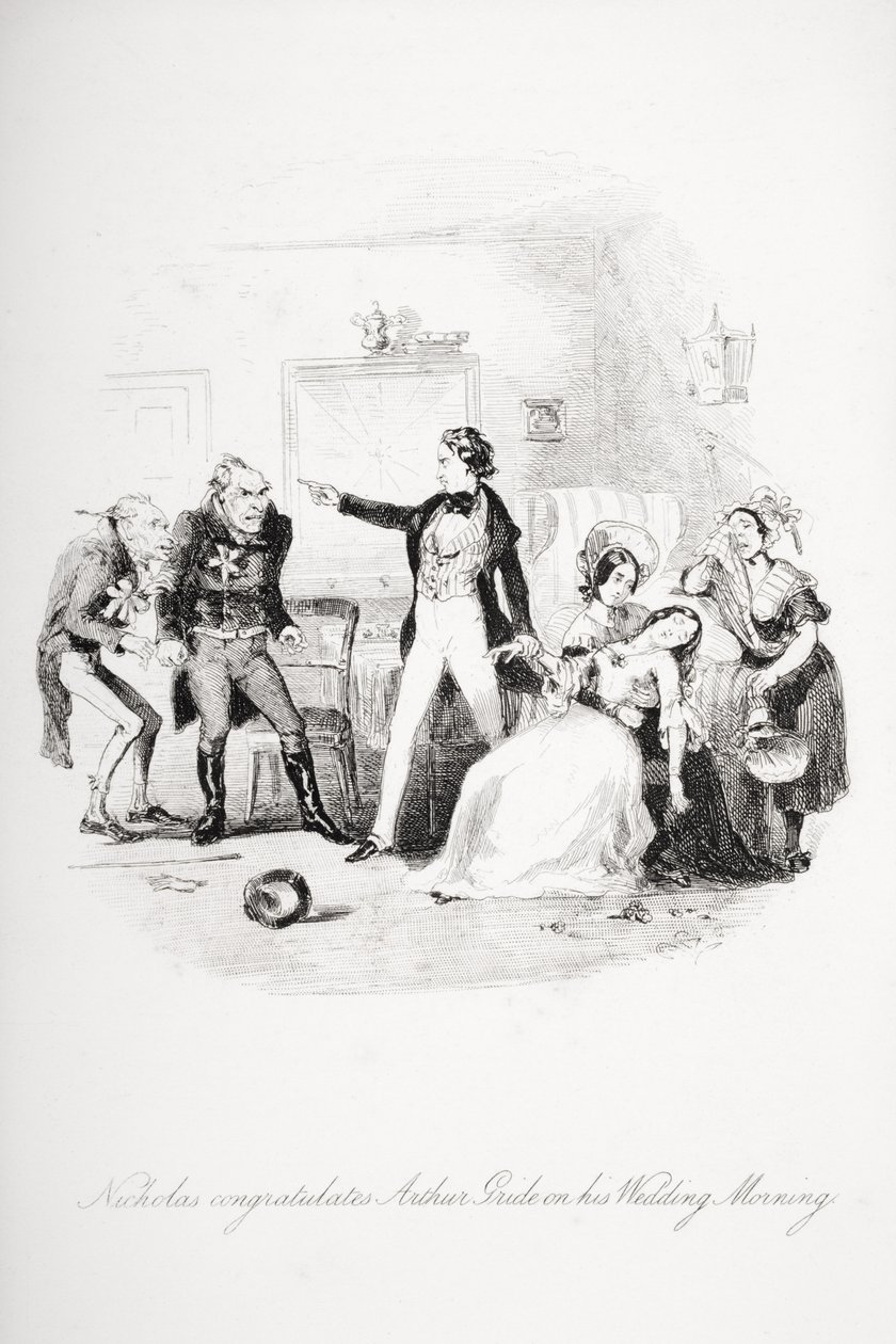 Nicholas gratuliert Arthur Gride am Hochzeitsmorgen, Illustration aus 
