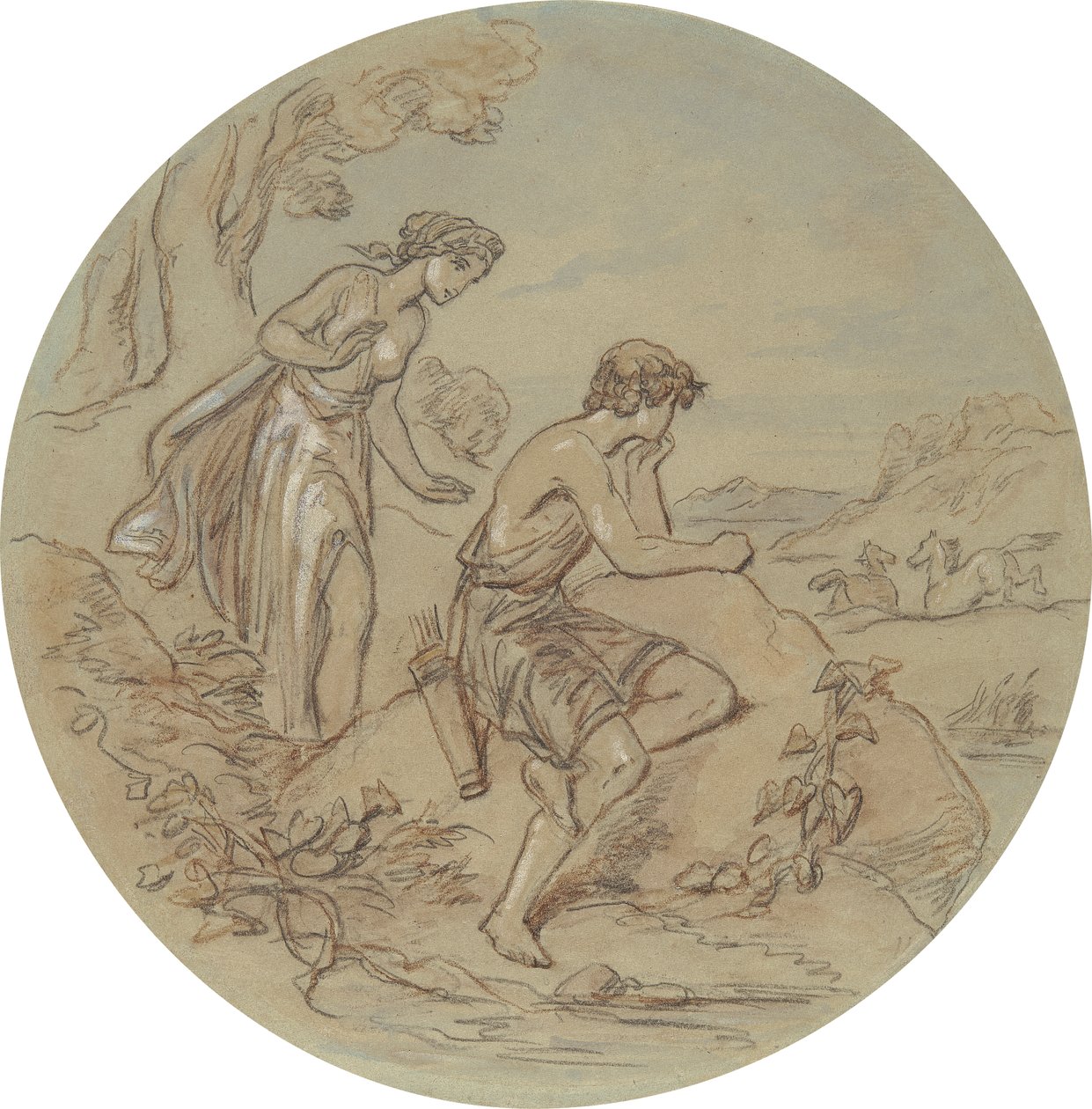 Eines von achtzehn Designs für eine Serie von Platten, die Venus und Adonis illustrieren von Hablot Knight Browne