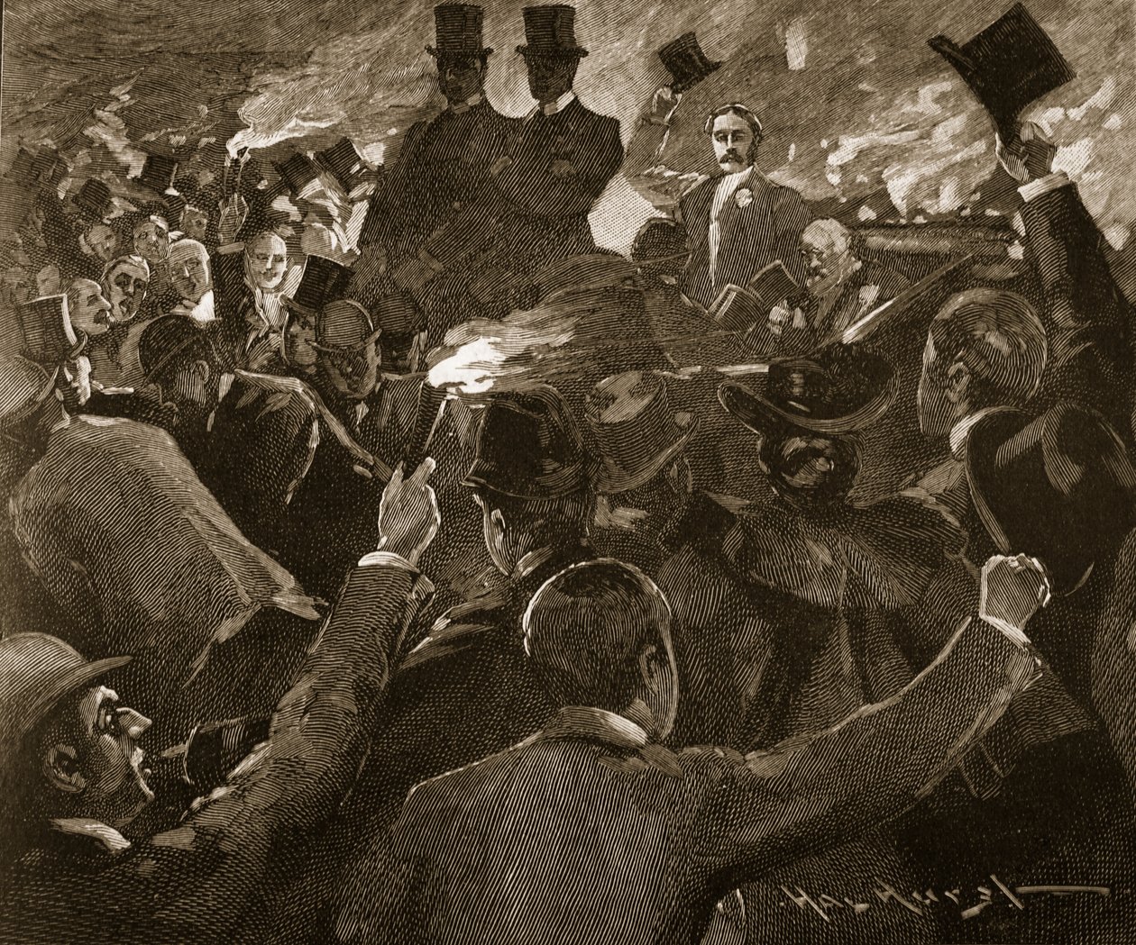 Mr. Balfour in Dublin: Fackelzug, Illustration aus 