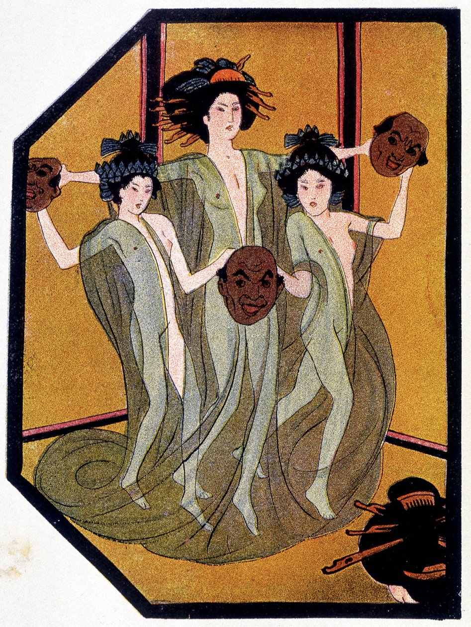 Eingang der jungen Japanerinnen - in „Japanische Puppen“ von Félicien Champsaur, ill. Hanafusa Itcho, Paris von Hanabusa Itcho