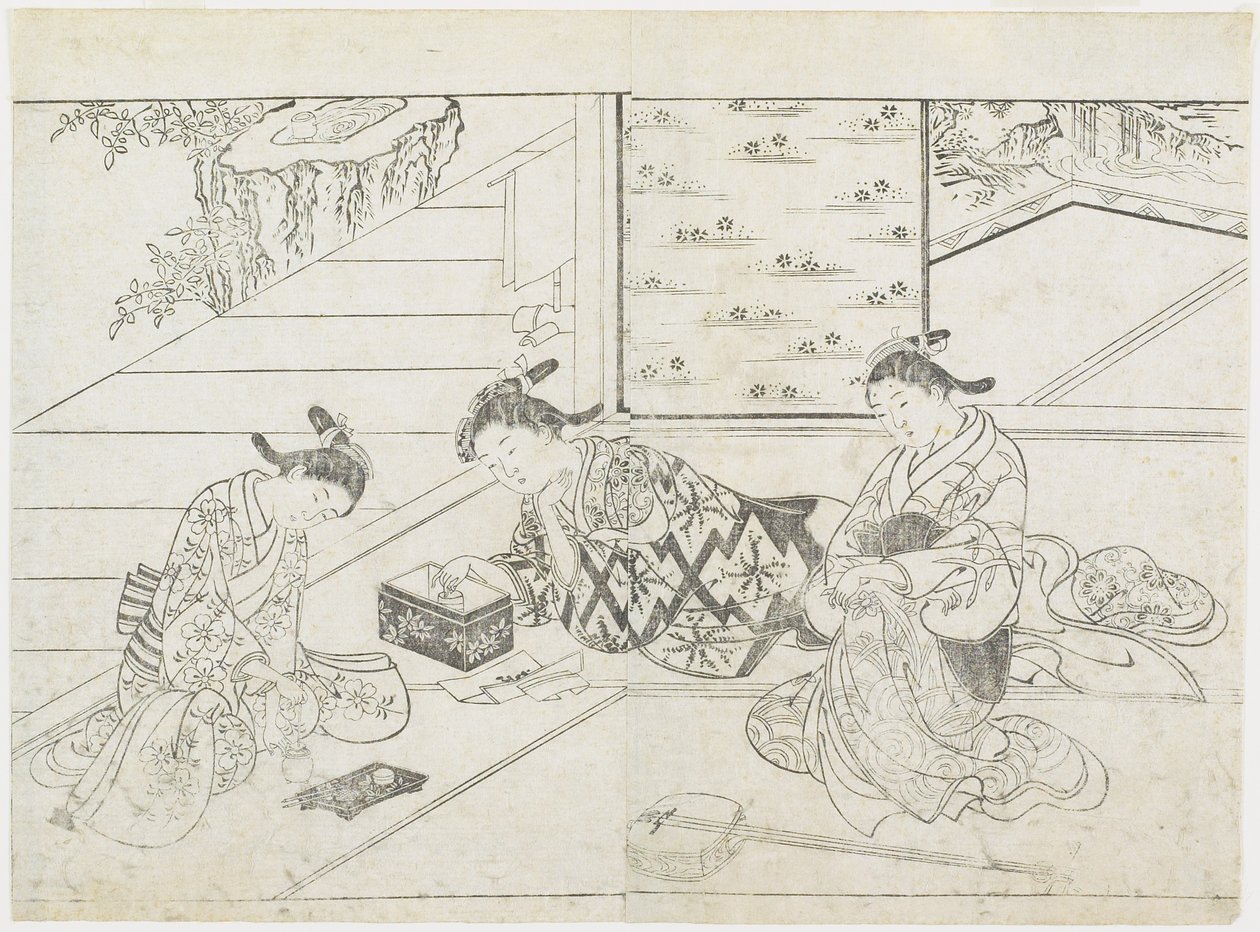 Drei Prostituierte in einem Zimmer von Hanabusa Shigenobu