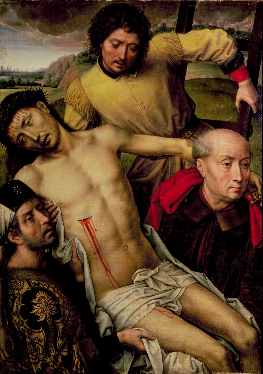 Abnahme vom Kreuz, linkes Panel des Deposition Diptych, ca. 1492-94 von Hans Memling