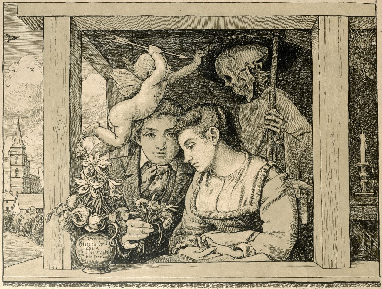 Sensenmann (Liebe und Tod, Die Frischvermählten) 1896 von Hans Thoma
