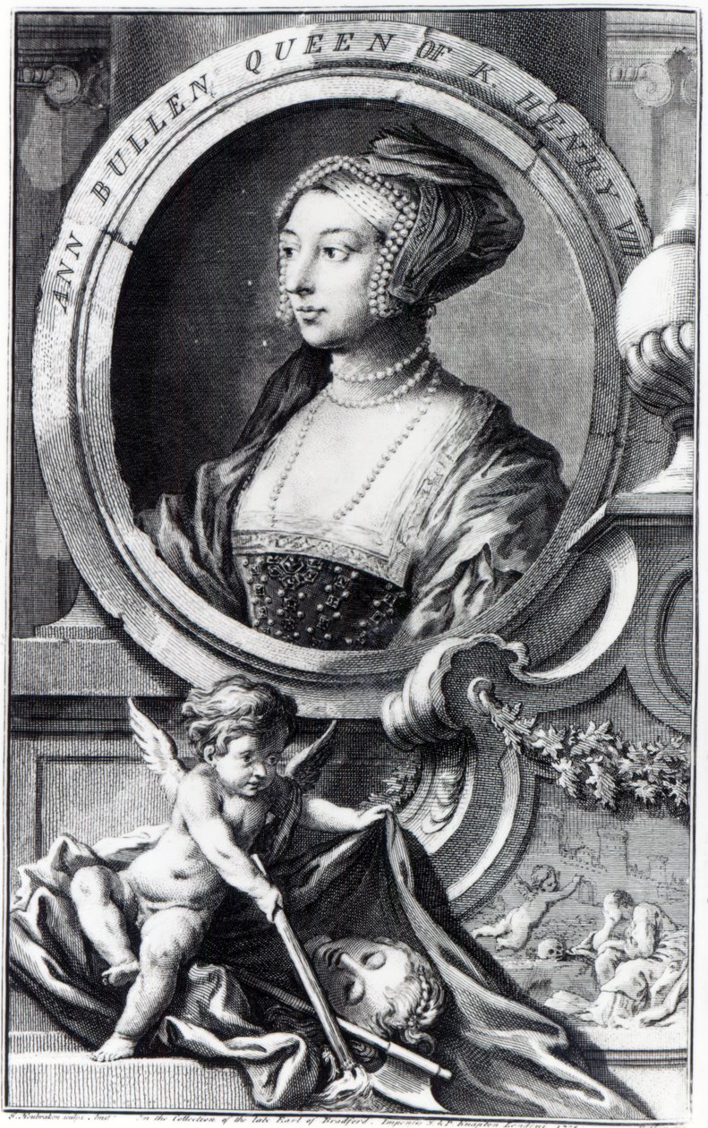 Anne Boleyn, graviert von Jacobus Houbraken von Hans (after) Holbein the Younger