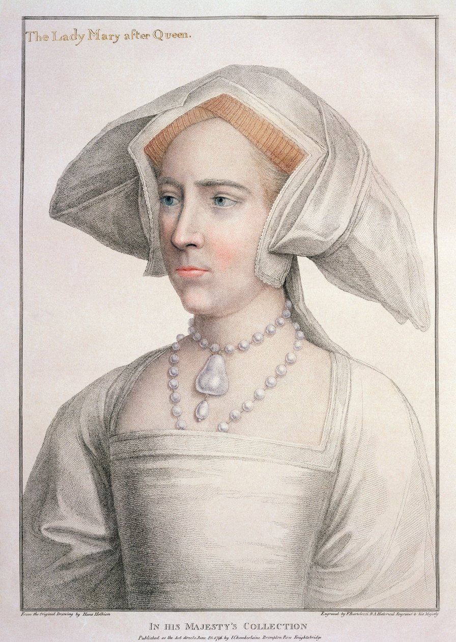 Maria Tudor (1516-58) graviert von Francesco Bartolozzi (1727-1815) von Hans (after) Holbein the Younger