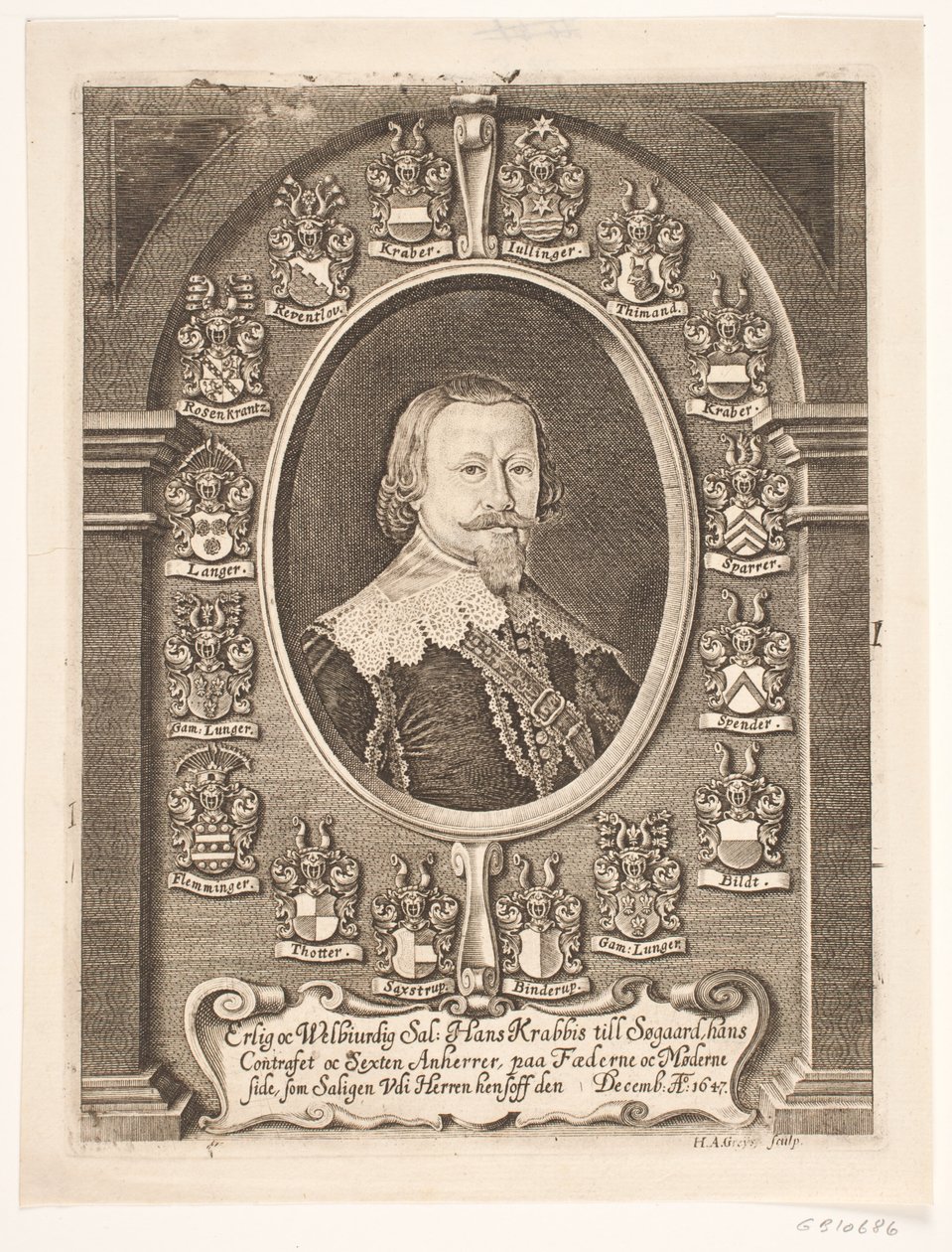 Hans Krabbe zu Søgaard. Aus einer Leichenpredigt 1648 von Hans Andreas Greys