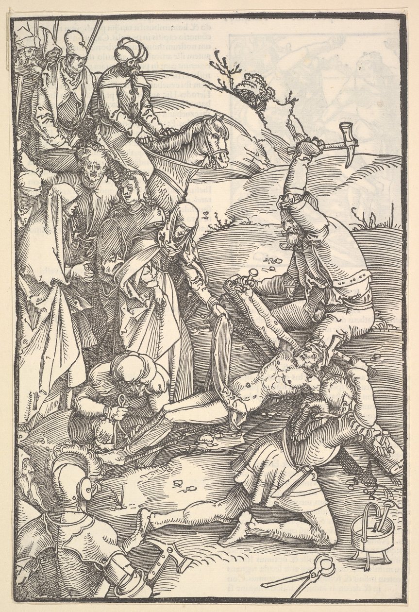 Christus ans Kreuz genagelt, verso: Christus ans Kreuz genagelt, aus Speculum Passionis Dom..., 1507 von Hans Baldung