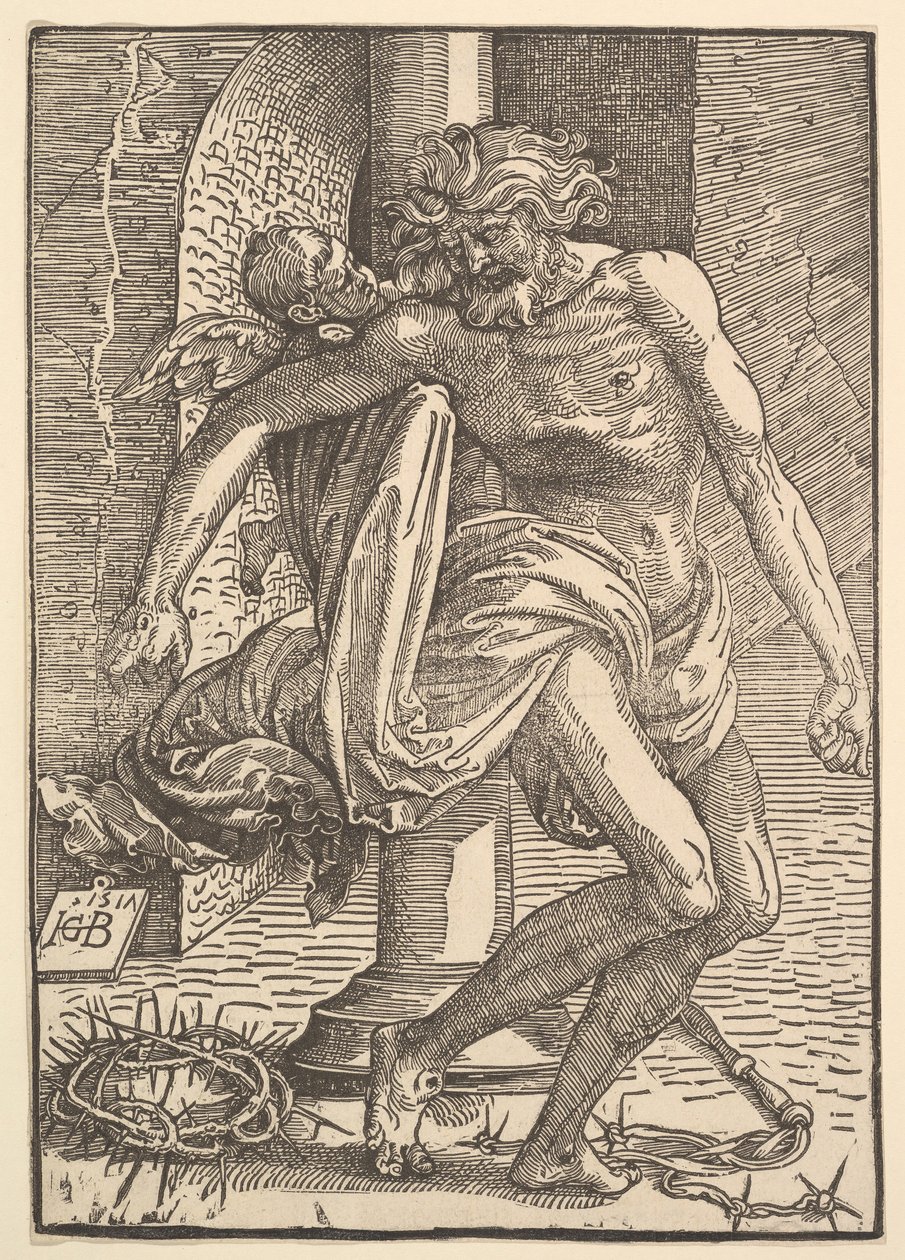 Christus mit den Folterinstrumenten, unterstützt von einem kleinen Engel, 1517 von Hans Baldung