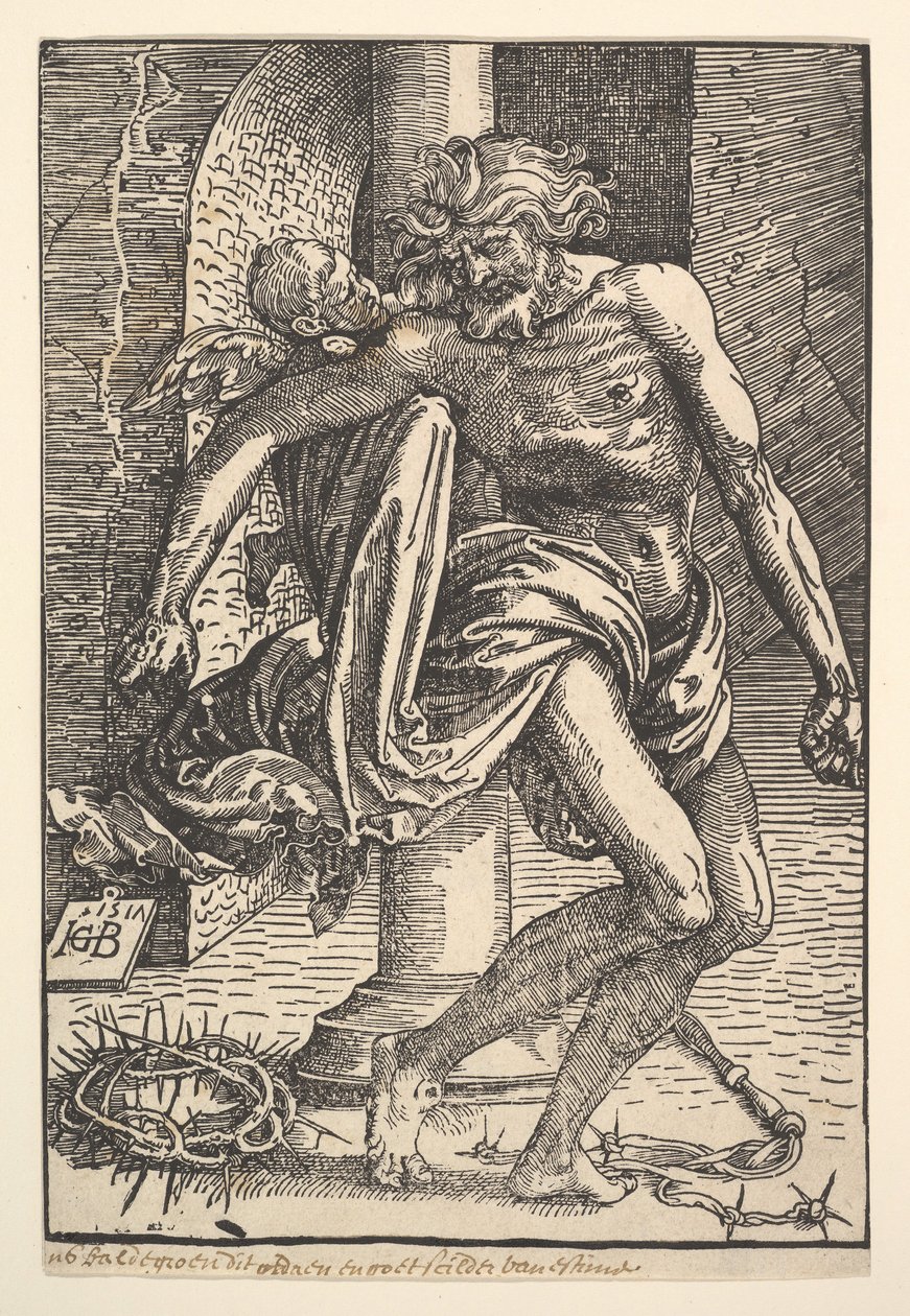 Christus mit den Folterinstrumenten, unterstützt von einem kleinen Engel, 1517 von Hans Baldung