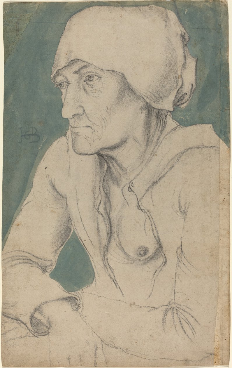 Halbfigur einer alten Frau mit Mütze von Hans Baldung Grien