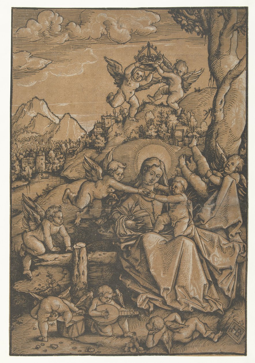 Maria mit Kind und acht Engeln in einer Landschaft von Hans Baldung Grien