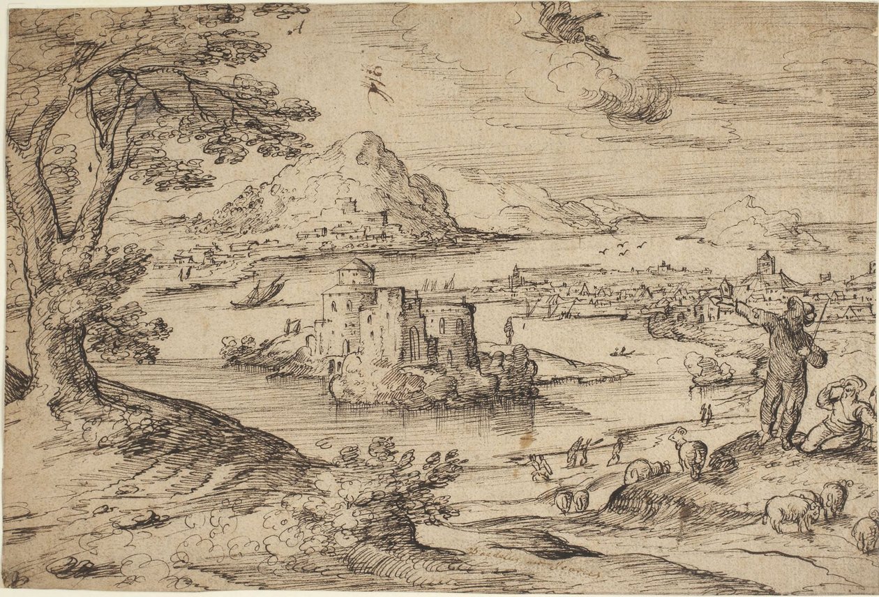 Landschaft mit dem Sturz des Ikarus von Hans Bol