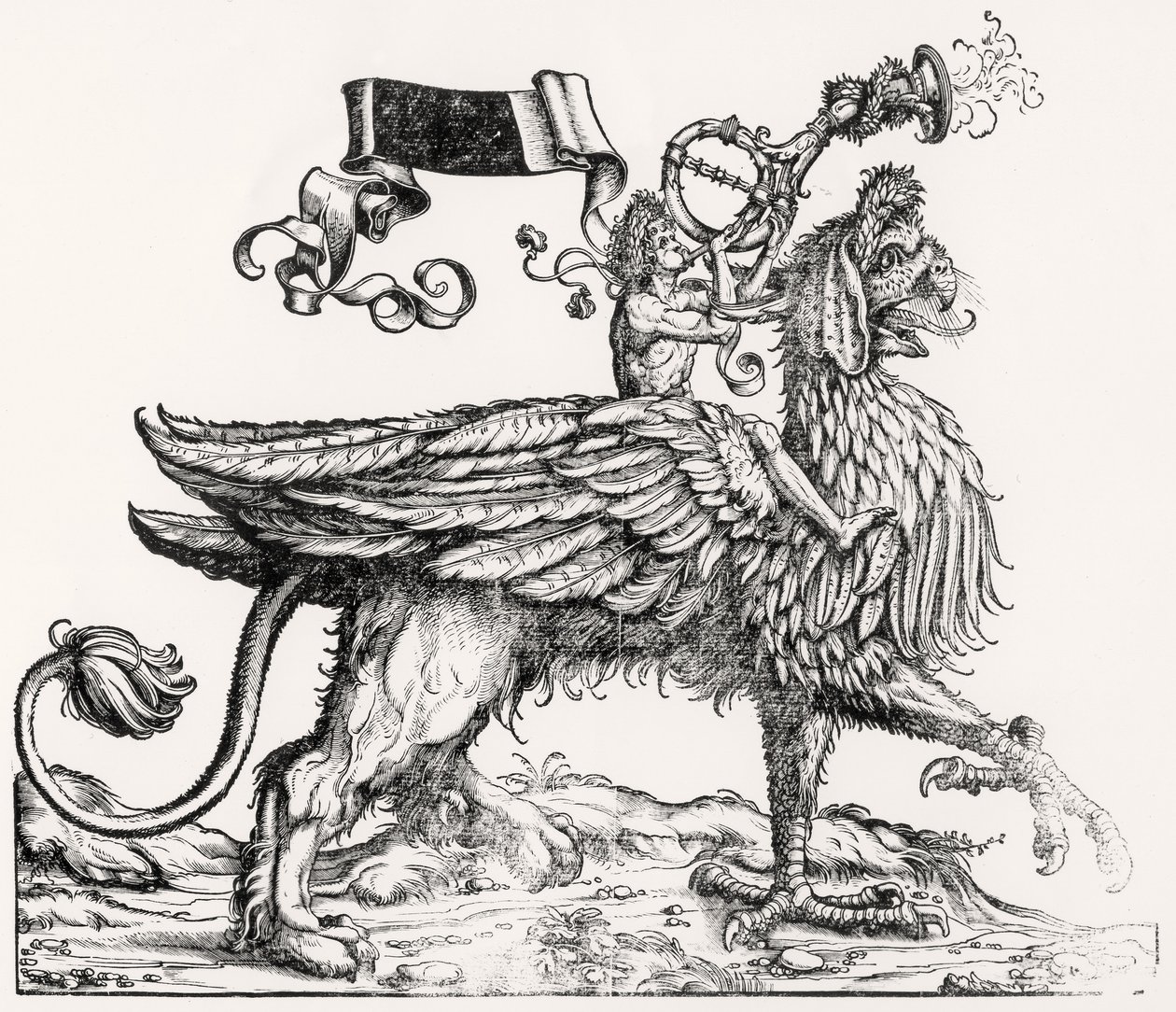 Ein berittener Greif aus Maximilians Triumphzug, ca. 1516-18 von Hans Burgkmair