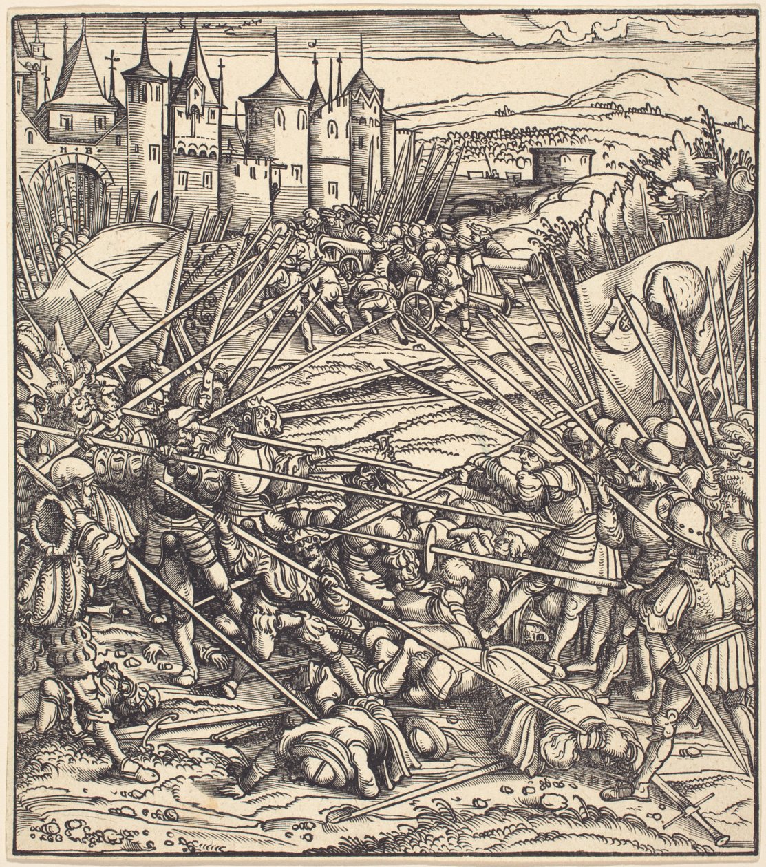 Schlacht der Fußsoldaten mit Lanzen von Hans Burgkmair I
