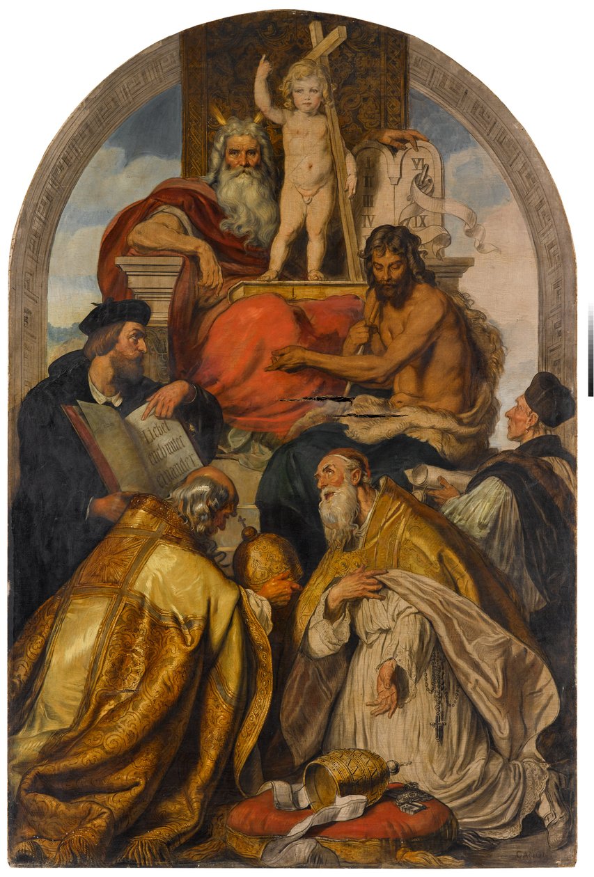 Loge Johannis. Vertreter der verschiedenen Religionen und Konfessionen vereinigen sich in der Verehrung des Christuskindes von Hans Canon