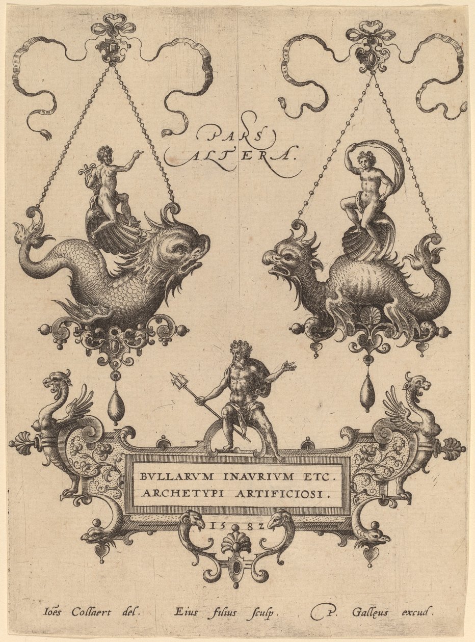 Titelblatt mit Entwürfen für Anhänger von Hans Collaert the Elder