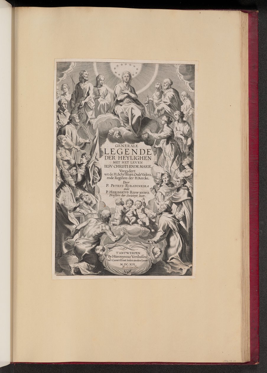 Titelseite für Pedro de Ribadineira und Heribert Rosweyde, Generale Legende der Heylighen von Hans Collaert the Younger after Sir Peter Paul Rubens
