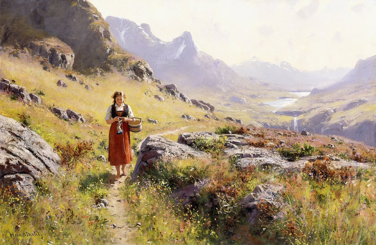 Stricken in einer norwegischen Landschaft von Hans Dahl