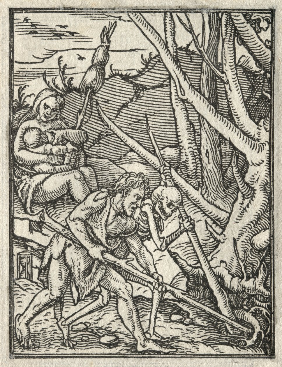 Der Totentanz: Vertreibung aus dem Paradies; Adam bebaut den Boden von Hans Holbein