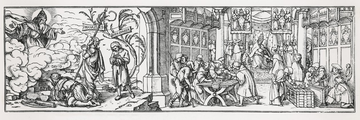 Antikatholische Karikatur, die die Korruption des Papstes anprangert von Hans Holbein der Jüngere