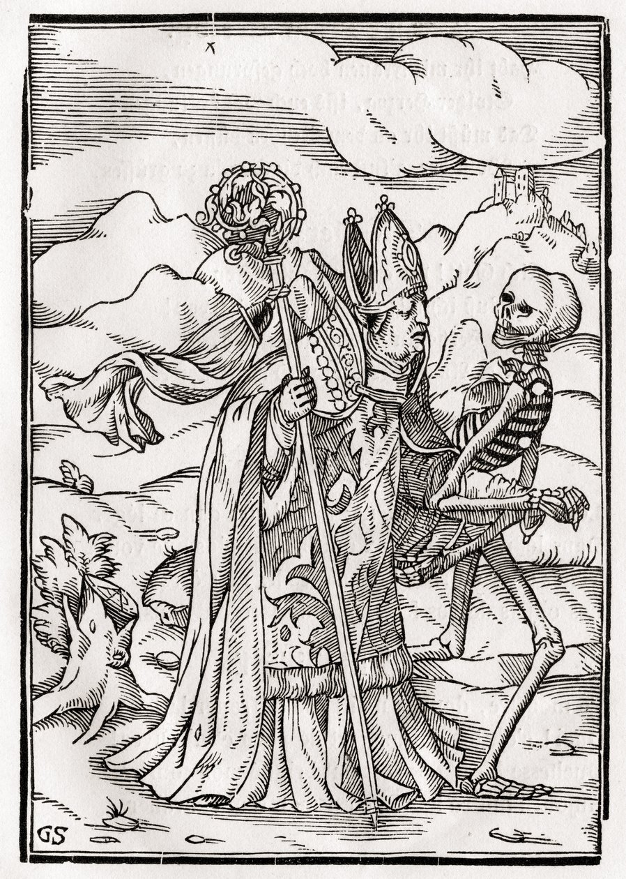 Der Tod kommt zum Bischof, graviert von Georg Scharffenberg, aus 