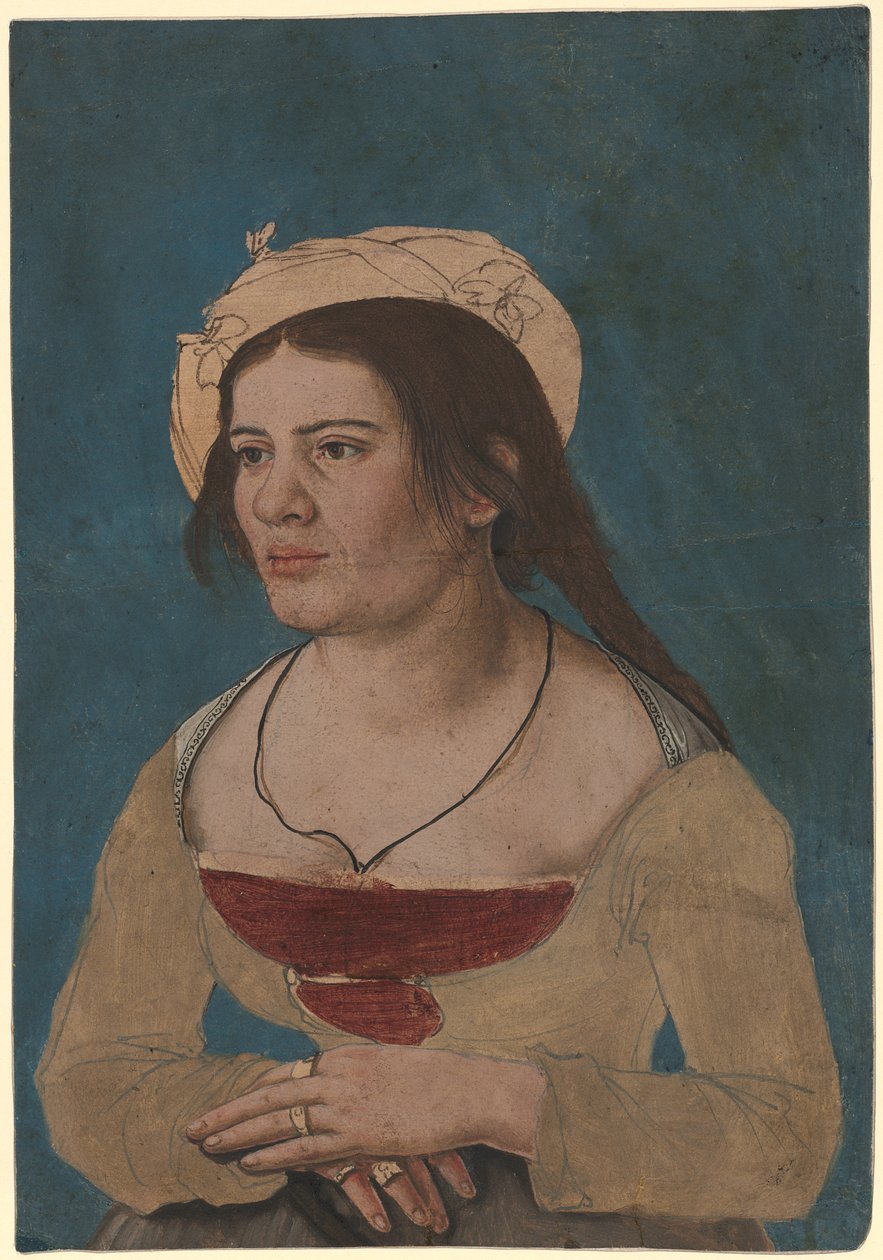 Bildnis einer jungen Frau mit rotem Mieder von Hans Holbein the Younger