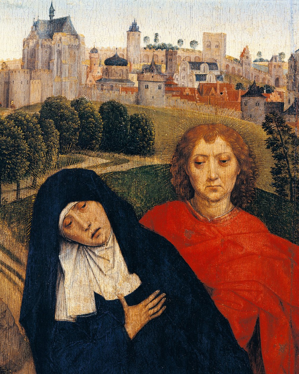 Unsere Liebe Frau der Schmerzen, Detail der Kreuzigung von Hans Memling (ca. 1430-1494) von Hans Memling