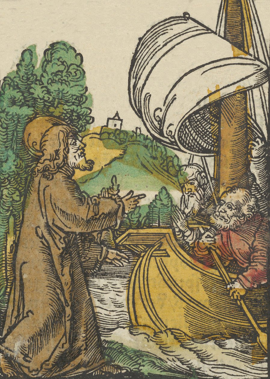 Christus beruhigt den Sturm auf dem See Tiberias, aus Das Plenarium von Hans Schäufelein the Elder