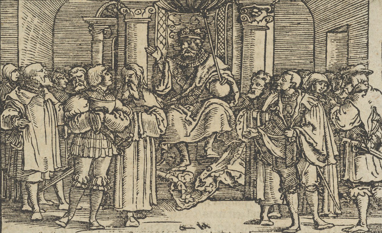Vertreter von Athen und Korinth am Hof von Archidamas, König von Sparta, 1533 von Hans Schäufelein the Elder
