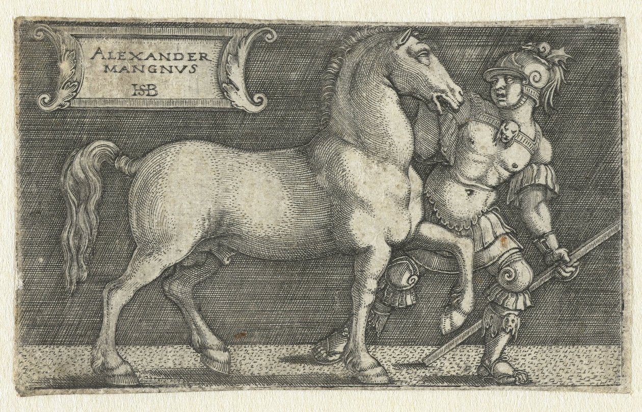Alexander der Große mit seinem Pferd Bucephalus von Hans Sebald Beham