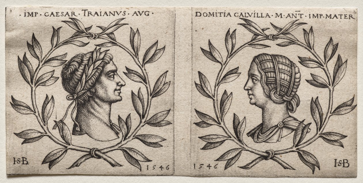 Büsten von Kaiser Trajan und Domitia Calvilla von Hans Sebald Beham