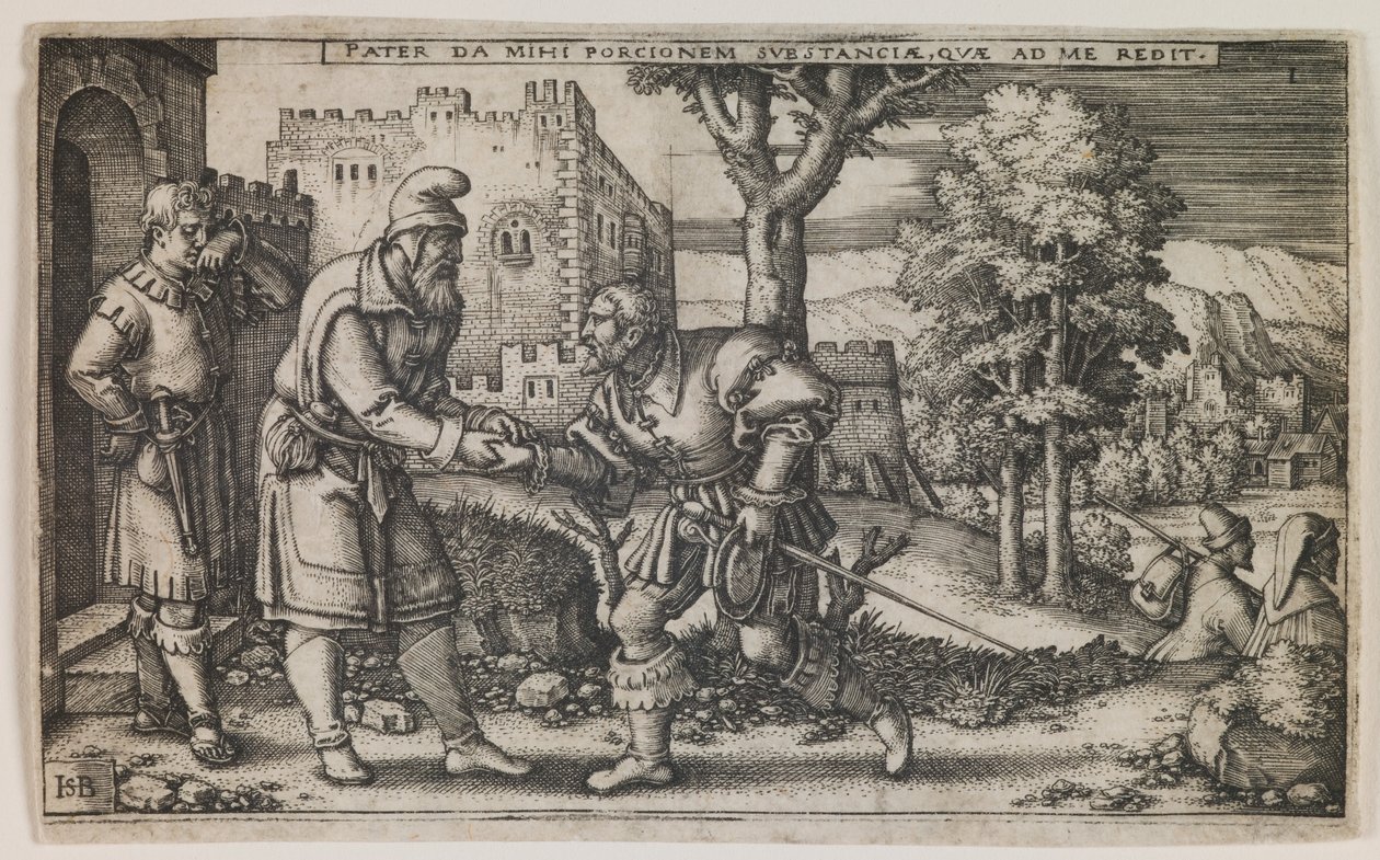Abreise des verlorenen Sohnes, aus der Serie "Die Geschichte des verlorenen Sohnes" von Hans Sebald Beham
