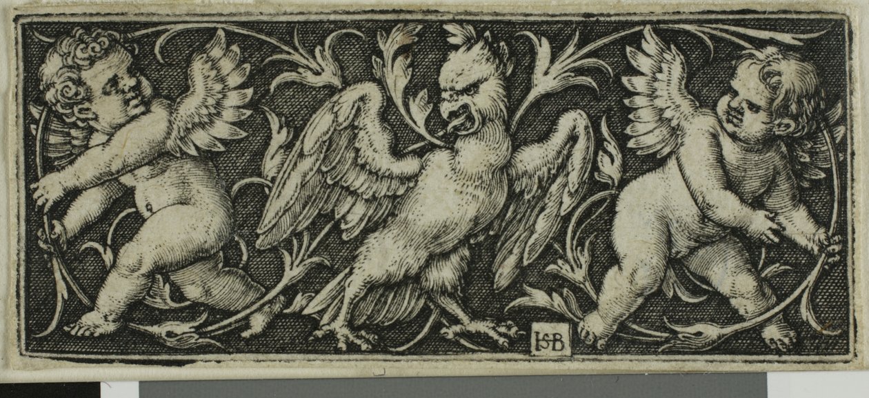 Ornament mit einem Adler und zwei Genien, aus Vier Vignetten von Hans Sebald Beham