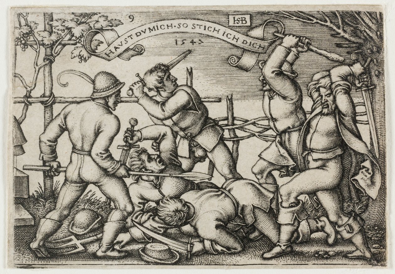 Bauernschlägerei, Platte 9 aus Das Bauernfest oder die zwölf Monate von Hans Sebald Beham