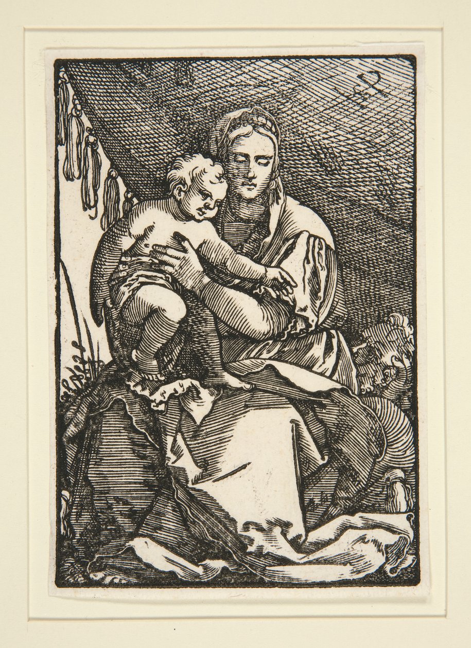 Die Heilige Familie unter dem Baldachin von Hans Sebald Beham