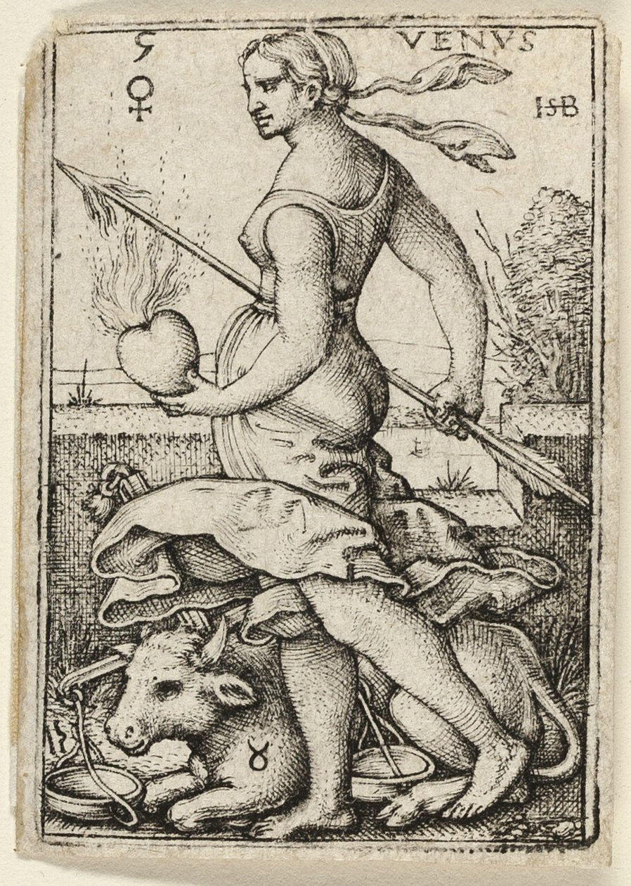Venus, Platte fünf aus Die sieben Planeten mit den Tierkreisen von Hans Sebald Beham