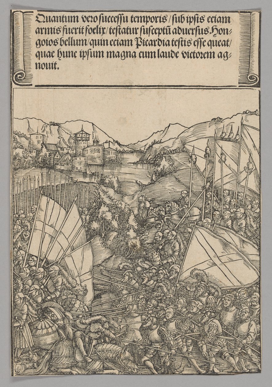 Schlacht von Hainaut, Platte 3 aus Historische Szenen aus dem Leben von Kaiser Maximilian I. vom Triumphbogen von Hans Springinklee