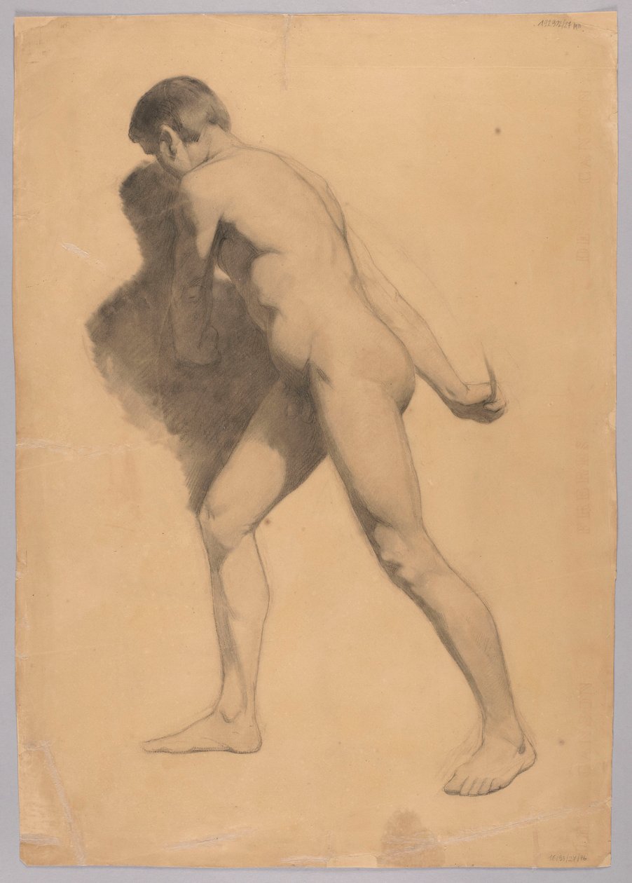 Männlicher Akt von der Seite, verso: Akt eines sitzenden Mannes von Hans Thoma