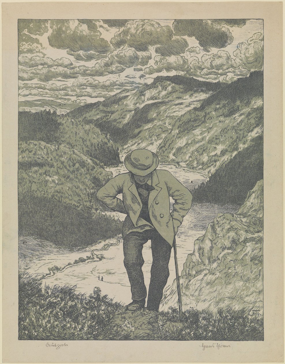 Der Wanderer (Meisterblatt) von Hans Thoma