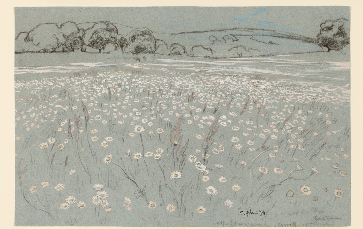 Wiese mit Gänseblümchen von Hans Thoma