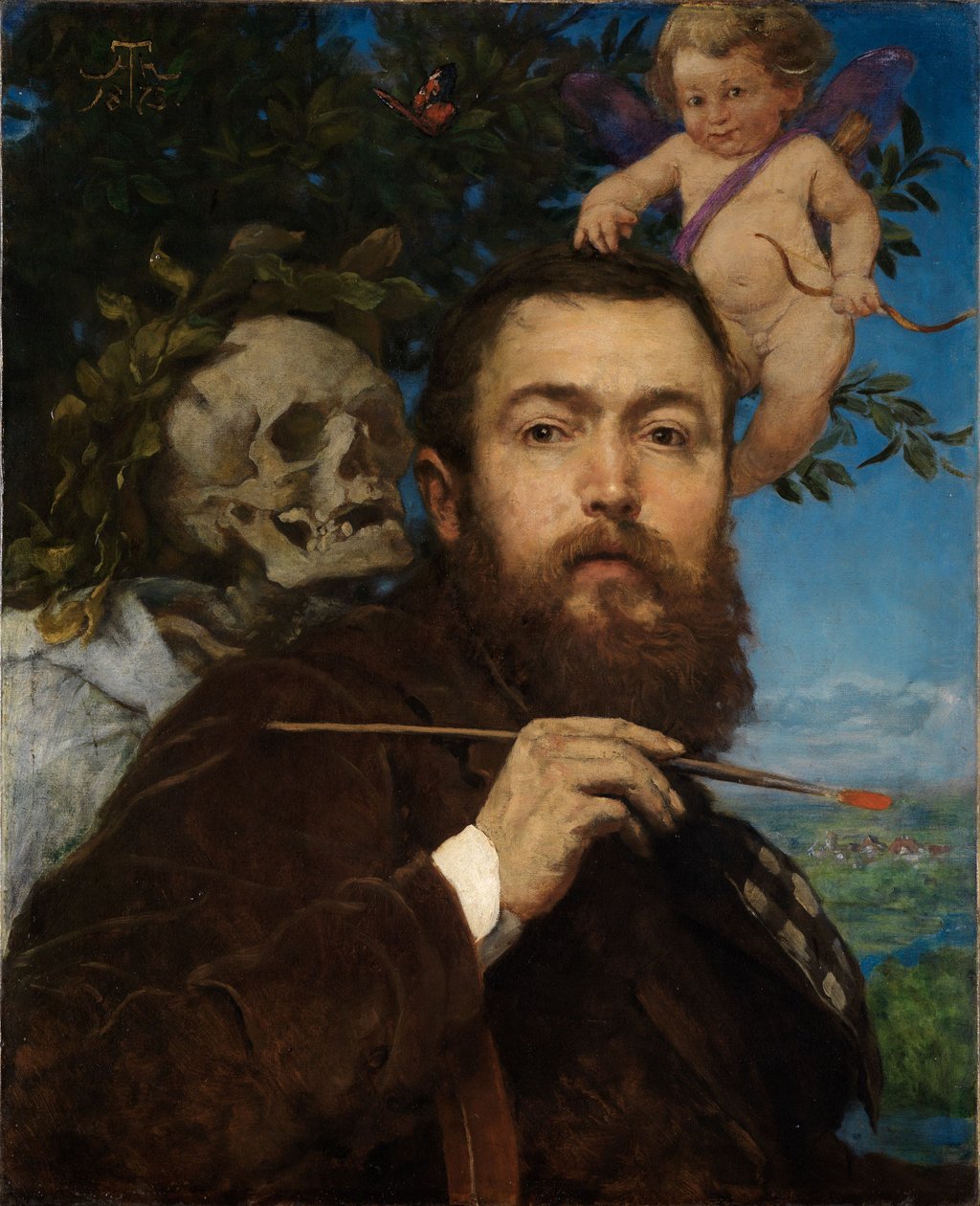 Selbstbildnis mit Amor und Tod von Hans Thoma