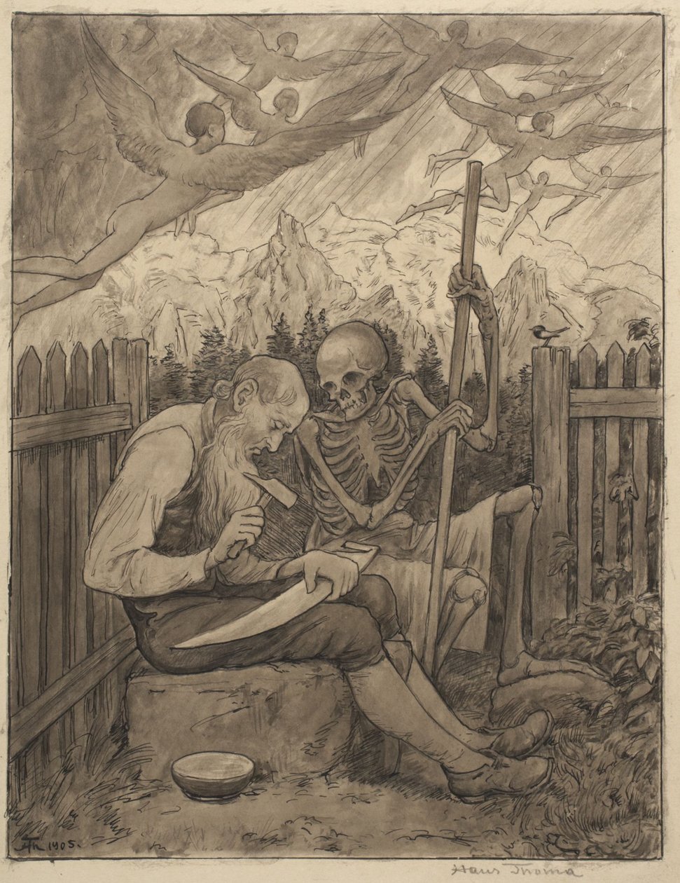 Der Tod schärft die Sense von Hans Thoma