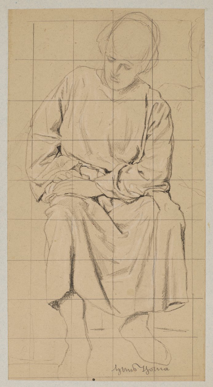 Studie einer sitzenden Figur in langer Robe von Hans Thoma