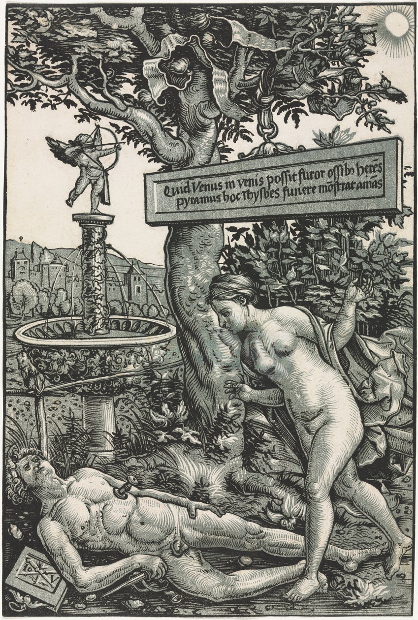 Pyramus und Thisbe, um 1510 von Hans Wechtlin: Kunstdruck