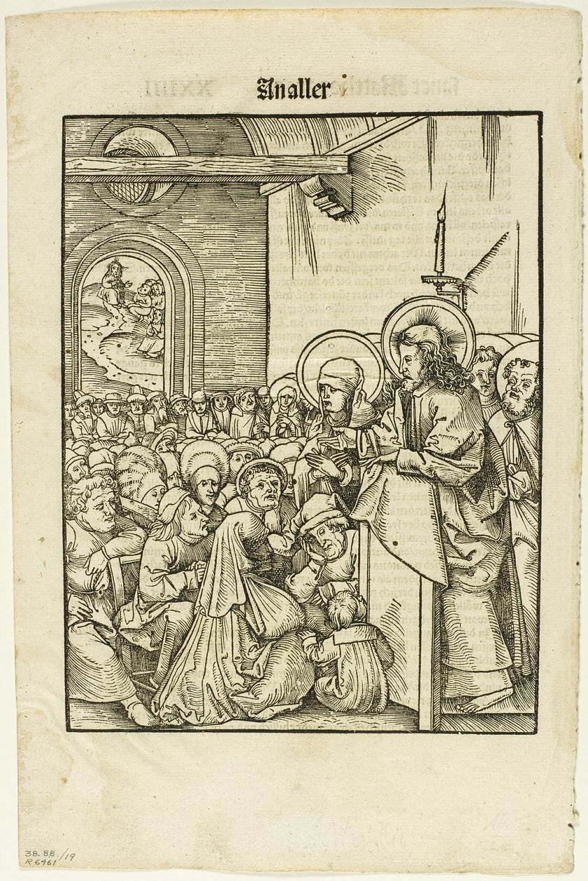 Christus predigt, aus Leben Jesu Christi, Tafel 19 aus Holzschnitten aus Büchern des XVI. Jahrhunderts von Hans Wechtlin I