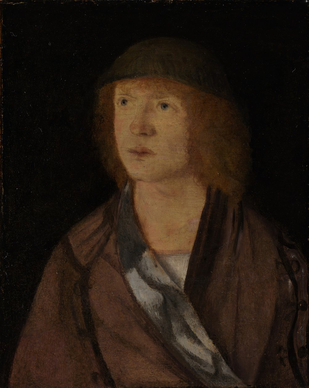 Porträt eines jungen Mannes, Rückseite Mädchen macht einen Kranz, ca. 1508 von Hans von Kulmbach