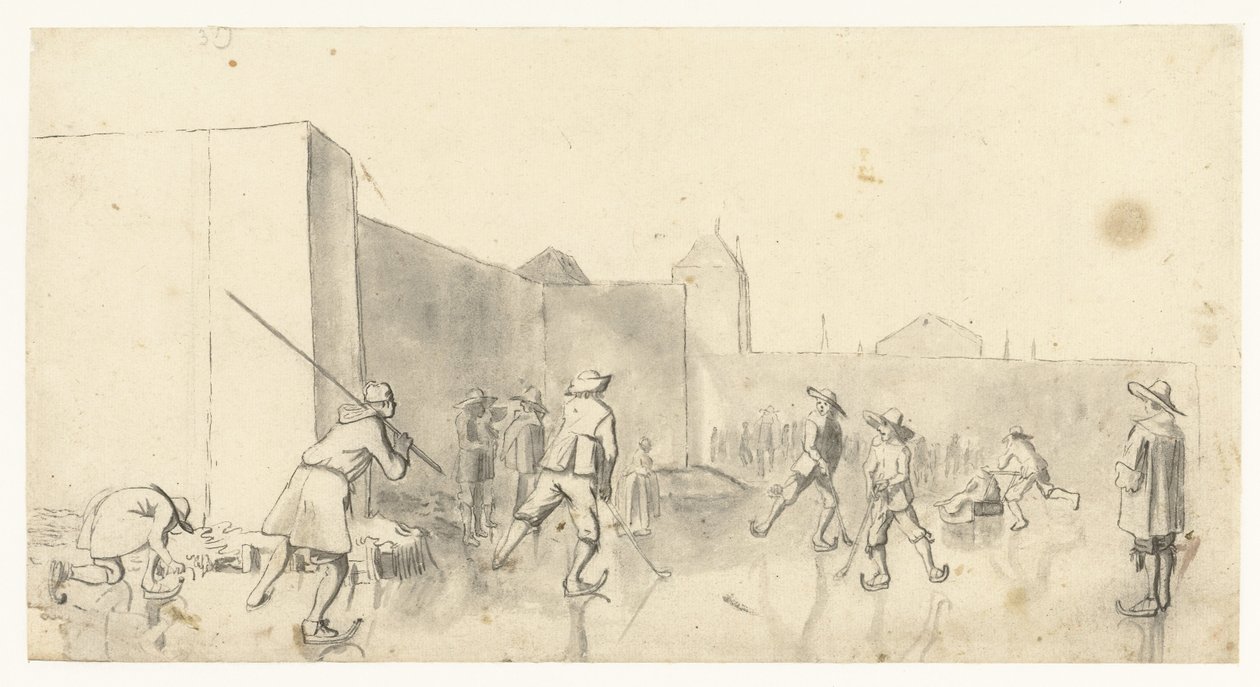 Schlittschuhläufer bei der Zijlpoort, Haarlem von Harmen ter Borch